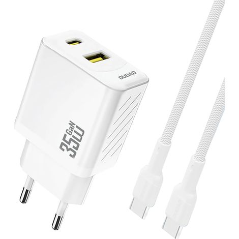 Dudao A27MaxCEU PD QC 35W USB-A/USB-C-Wandladegerät mit USB-C-Kabel – Weiß (1/5)