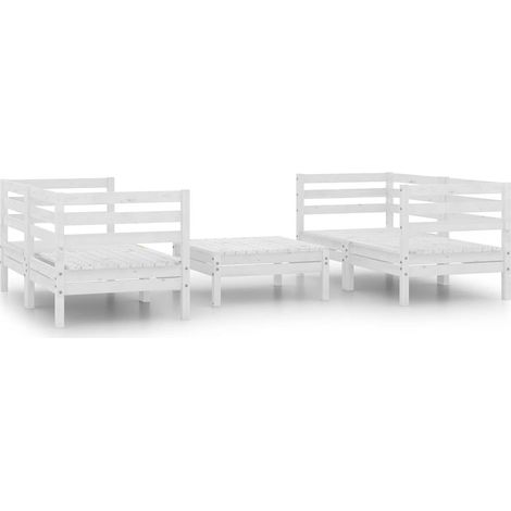 Set Divani da Giardino 5 pz Salotto da Giardino Bianco in Legno Massello di Pino (1/5)
