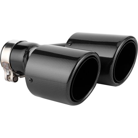 Tuyau d'échappement double en fibre de carbone, embout brillant en forme de Y avec collier pour montage gauche diamètre 58 mm-60 mm (1/5)