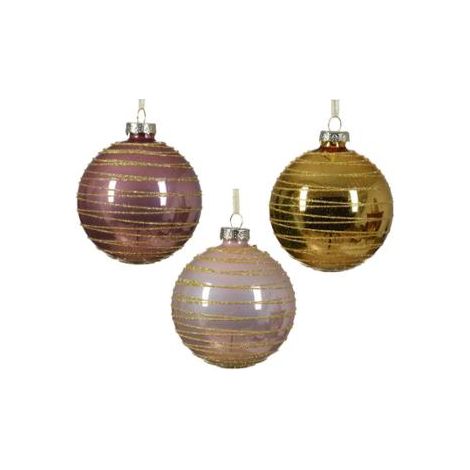 SFERA NATALIZIA 8CM ORO / ROSA LUCIDE / OPACHE IN