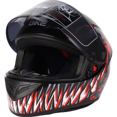 Casque de moto intégral vélo de rue pour hommes femmes unisexe bonne respirabilité avec boucle de sécurité rouge L (1/5)