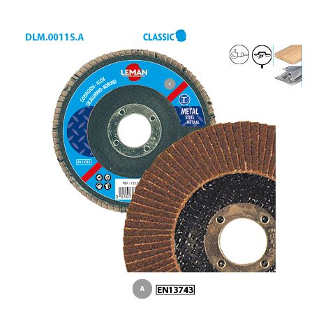 Boite de 10 disques à lamelles corindon pour métal Classic ø 125 Grain 40 Alésage 22,23mm Bombé