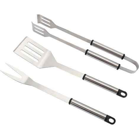Grill&Party MG115 - Set of ustensiles de barbecue avec fourchette, pelle et pince, acier inoxydable, accessoires de barbecue of 36 cm