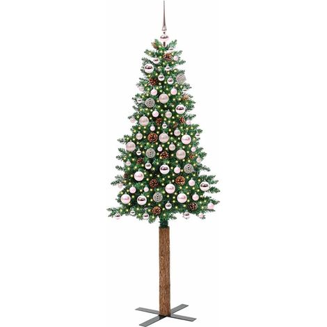 Sapin de Noël，Arbre de Noël mince Vert 180 cm PVC et bois de pin massif CFW88544 (1/5)