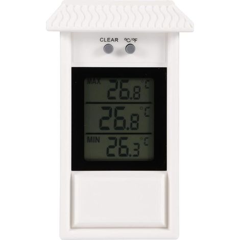 Thermomètre mural extérieur IPX2 – Alimentation 2 piles AAA – Plage de mesure -20 à +50°C – Écran LCD lisible pour jardin et balcon (1/4)