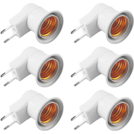 Paquete de 6 adaptadores de enchufe europeo a E27 para lámparas LED, con interruptor de encendido/apagado portátil. (1/5)