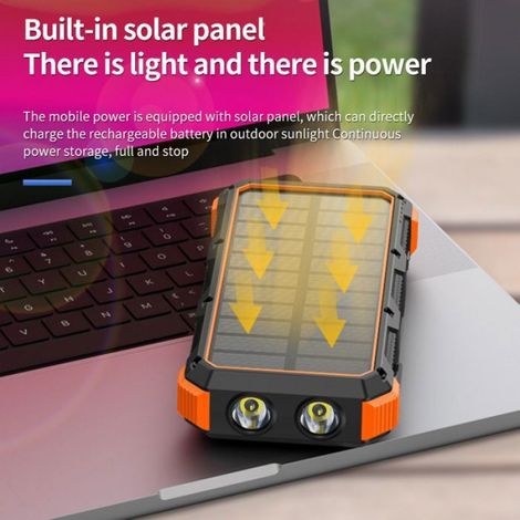 Batterie externe solaire sans fil, 49 800 mAh avec câble intégré, batterie externe mobile à charge rapide 5 V/3 A ENEVAOCT (1/4)