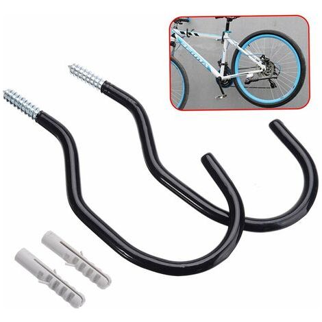 Pair Bike Hook, Fits All Types of Bikes, Large Opening, Easy On/Off - Perfect Hooks/Hangers for Garage Ceiling and Wall Bike Storage and Hanging, Black (1/5)