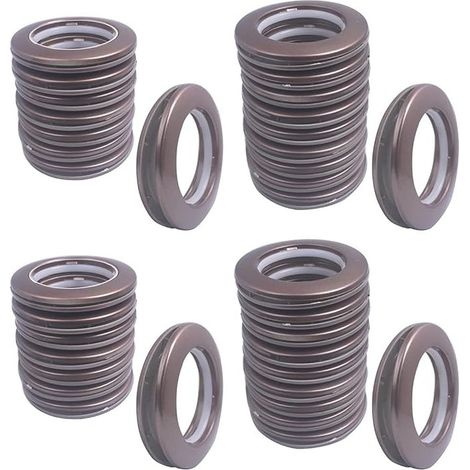 Paquet de 32 Oeillets Rideaux à Clipser, diamètre intérieur 1-9/16 "(40 mm) Anneaux Rideaux Douche Romain kit d’œillets pour Rideau Outil d’ œillet à battant Accessoire (Café) (1/5)