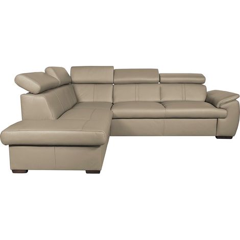 - Canapé d'angle en 100% cuir de luxe italien , 5/6 places CITIBEST, couleur beige, angle gauche (1/5)