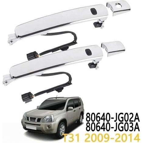 Poignées de porte pour X-Trail T31 (2009-2013) et Rogue (2008-2013) avec boutons, lignes de détection et clés intelligentes (avant gauche et avant droite). (1/4)