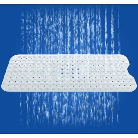 Tapis de Baignoire Antidérapant Extra Long Anti Glisse pour Salle de Bain avec Grip d\'aspiration 100x40CM Bleu