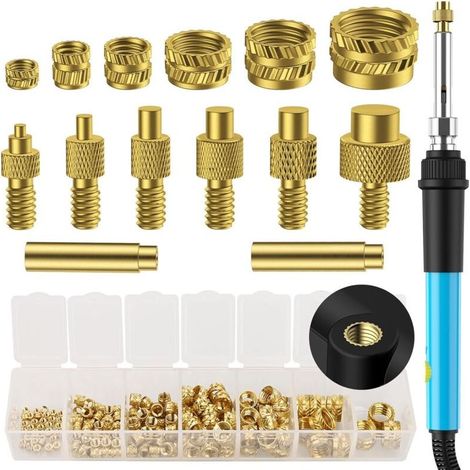 Insert fileté, jeu de pointes de soudage Preciva pour inserts filetés, 130 pièces M2/M3/M4/M5/M6/M8, fer à souder à insert, pour composants imprimés en 3D et pièces en plastique. (1/4)