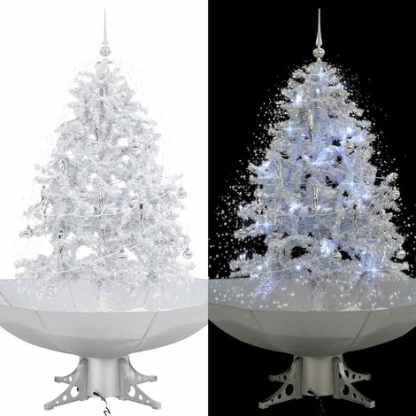 vidaXL Árbol de Navidad con nieve con base en paraguas blanco 140 cm (1/5)