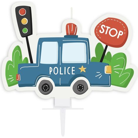 Kuchenkerze in Form eines Polizeiautos (5 x 7 cm)