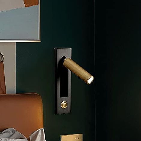 Lampes de Lecture, TêTe de Lit Applique Murale Liseuse Encastré Interrupteur Poussoir Lampes Murales pour, Chambre Noir ,3000k (1/4)