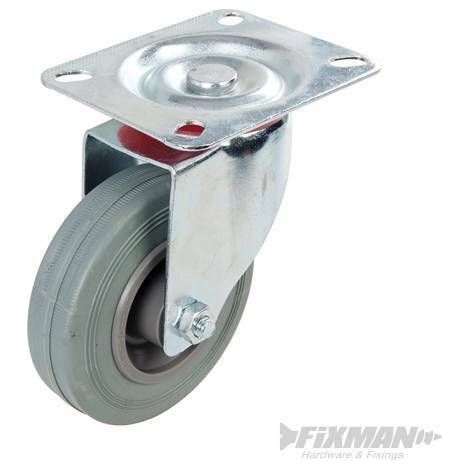 RUOTA CARRELLO CARRELLI INDUSTRIALE GOMMA STAFFA BASE GIREVOLE 100MM 70 KG 473