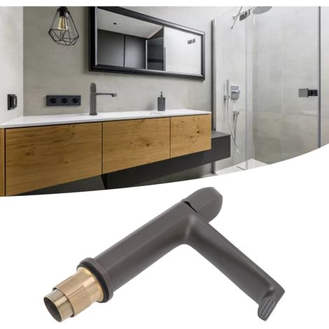 Robinet de lavabo tout cuivre, meuble-lavabo, évier, vasque sous plan, pistolet de robinet d'eau chaude et froide, gris (1/5)