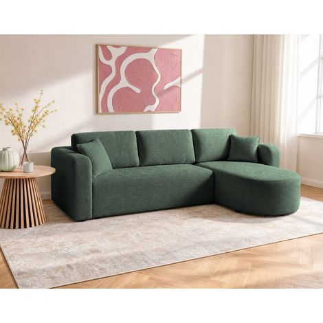 Bestmobilier – Canapé d'angle réversible 4 places – Convertible avec coffre – Velours texturé 100% polyester – Dimensions 240x162 cm