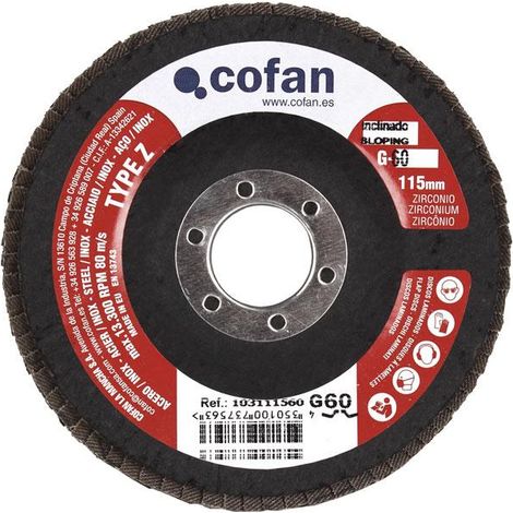 disco laminado estandar inclinado 115 mm. g-40 zirconio   caja 5 unid. (1/4)