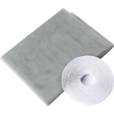 Moustiquaire pour fenêtre avec bandes Velcro — Moustiquaire autocollante pour fenêtres (150 x 200 cm, Gris) (1/4)