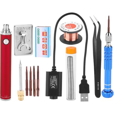 Kit fer à souder mini USB 5V rechargeable portable antioxydation, fer à souder rouge (1/5)