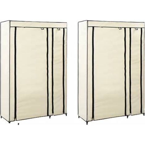 Faltschränke 2 Stk. Creme 110x45x175 cm Stoff
