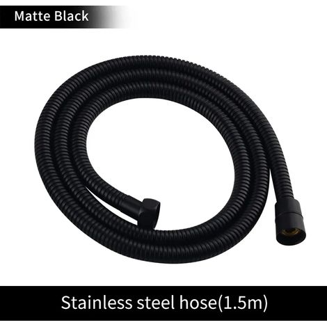 (Tuyau noir) Pommeau de douche à main en laiton brossé doré, douchette de bain noire mate, pommeau de douche effet pluie blanc, finition chromée économique (1/4)