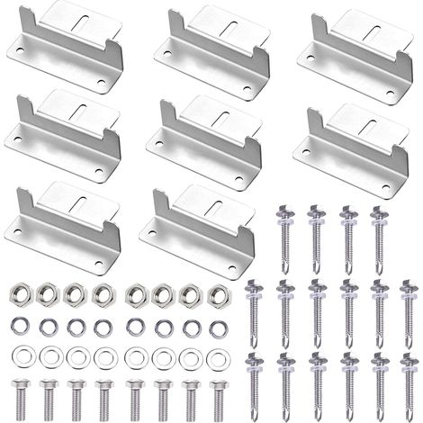 Support de Panneau Solaire, 8 pièces de support en Z pour panneau solaire, Support de panneau solaire en aluminium avec écrous et vis (1/5)