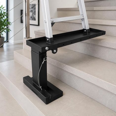 Rallonge d'échelle Pliable, Hauteur réglable de 30 à 46 cm, en Acier, pour escaliers avec Tapis antidérapant, permettant d'aligner Les échelles, capacité de Charge 350 kg (1/5)
