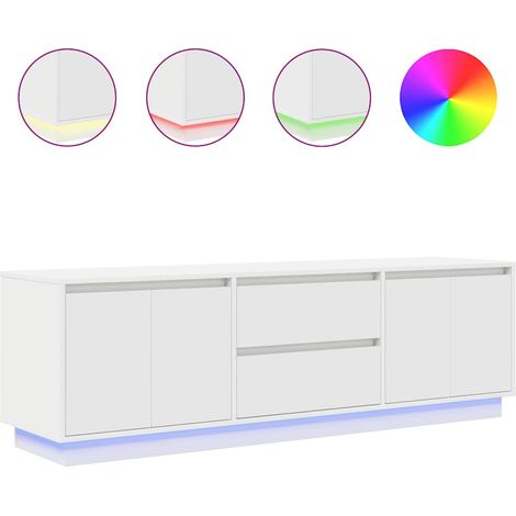 Meuble TV Banc TV Armoire TV avec lumières LED blanc 160,5x41x50 cm (1/5)