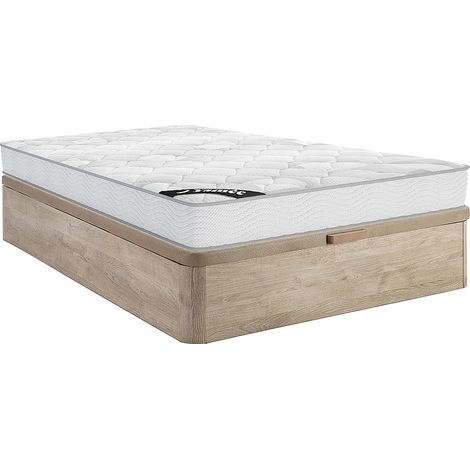 Ensemble 140 x 190 cm sommier coffre naturel clair + matelas ressorts ensachés ép.20cm - SONGE de YSMÉE (1/5)