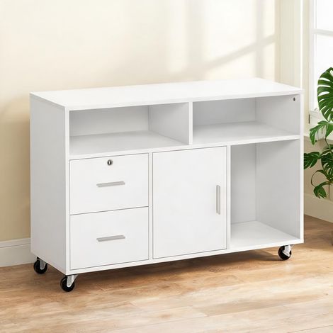 Meuble de rangement de bureau blanc 100 x 35 x 65 cm (1/5)