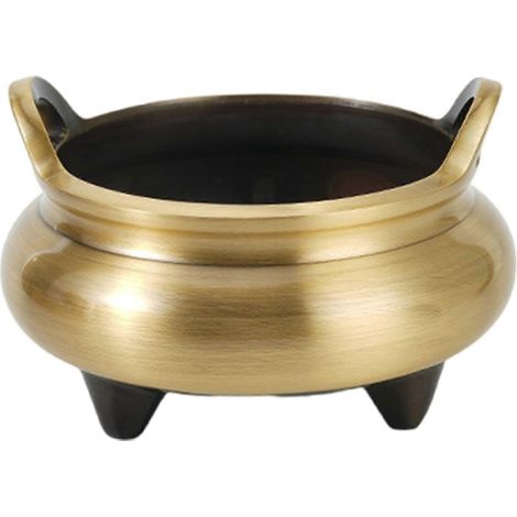 Trépied décoratif chinois en bronze pour brûleur, présentoir de bureau, poignée multifonctionnelle en forme de pont, jaune. (1/5)