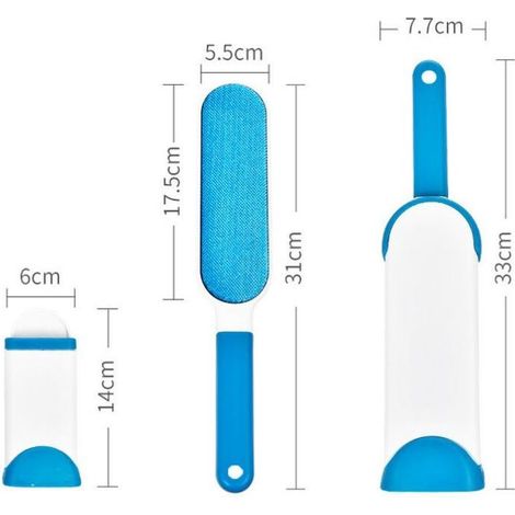Brosse pour épiler les poils d'animaux - Brosse de nettoyage magique auto-nettoyante réutilisable pour épiler les poils d'animaux de compagnie pour enlever les poils de chien et de chat (Bleu) (1/4)