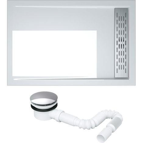 doporro Piatto Doccia con Piletta 80x100x5cm, Piatto Doccia Rettangolare in Acrilico incl. Piletta di Scarico (AL01) Xetro04W, Bianco (1/5)
