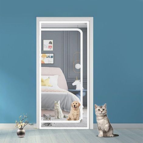 Porte Moustiquaire Anti-Fugue pour Chats, Filet De Protection À Fermeture Éclair, Accessoires pour Animaux pour Salon Cuisine Chambre (1/3)