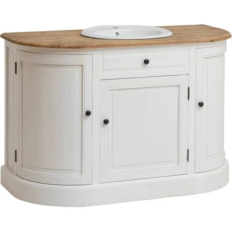 Made In Meubles – Meuble sous vasque simple en bois recyclé – Dimensions 80x120x55 cm – Style authentique et champêtre – Pour salle de bain (1/5)