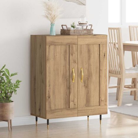 Buffet de Rangement Chêne Artisanal 69,5 x 34 x 90 cm Bois d'Ingénierie, Design Moderne, pour salon et salle à manger (1/5)