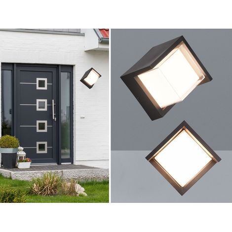 LED Außenwandleuchten 2er SET Schwarz Fassadenbeleuchtung Würfel eckig 15x15cm (1/5)