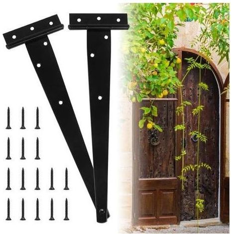 Cyslmuk – Charnière en T 12 pouces – Lot de 2 charnières lourdes – Charge max 25 kg – Installation facile avec vis – Pour portes de garage et portails (1/4)