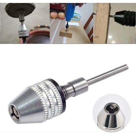 Sans clé Mini 3-jaw Mandrin Tournevis adaptateur avec changement rapide 2.35 mm à queue ronde Queue cylindrique 0.3–3.4 mm forets Fraises de fraisage pour Micro-production ou Industrie médicale