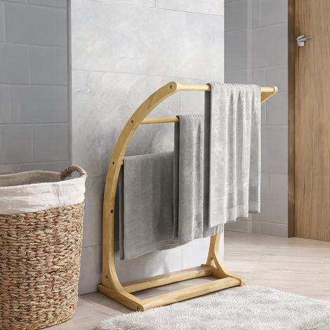 Porte-serviettes bois naturel en bambou 50 x 29 x 84 cm
