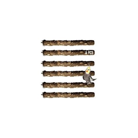 Ensemble de 6 perchoirs en bois naturel pour perruches, perruches ondulées, conures, aras, pinsons et inséparables. Comprend des perruches à griffes, des bâtonnets épineux et des supports pour griffer (1/5)