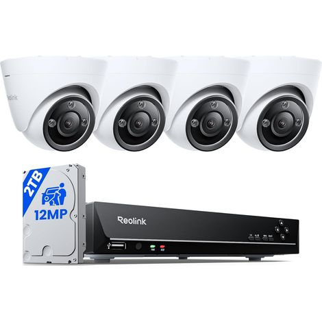 12MP Kit Vidéo Surveillance, 4X 12MP Caméra IP PoE, Détection de Personne/Véhicule, Audio Bidirectionnel, Kit Caméra Surveillance avec 8CH 2To NVR, Vision Nocturne en Couleur, RLK8-1200D4-A (1/5)