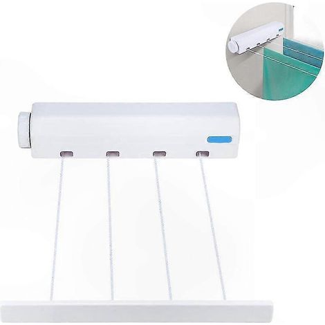 Einziehbare 4/5-strängige Wäscheleine mit perforierten Haken zur Wandmontage eines Handtuchhalters (1/5)