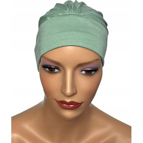 Turban menthe jasmin, chapeau à volants uni, même après chimiothérapie (1/5)