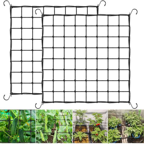 Filet en treillis 80x80 cm, filet Scrog avec crochets, filet pour plantes robuste pour tente de culture, filet de Support élastique, 2 pièces (1/5)