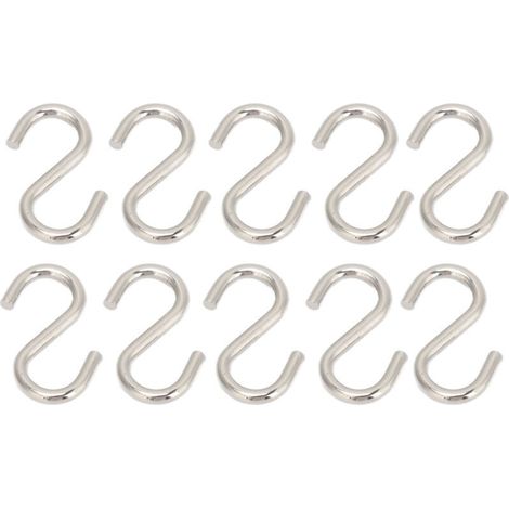10 verstärkte S-Haken aus Metall – ideal für Kleidung, Taschen und Küchenutensilien – robustes 10-teiliges Set S212-002 (1/5)