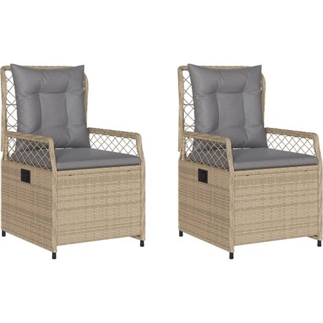 Maison Exclusive - Gartensessel 2 Stk. Verstellbar Beige Poly Rat